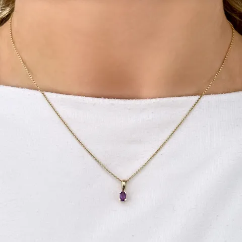 ametyst anheng i 14 karat gull 0,25 ct