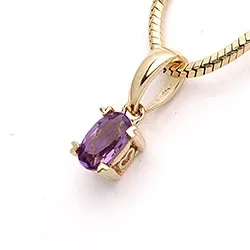 ametyst anheng i 14 karat gull 0,25 ct