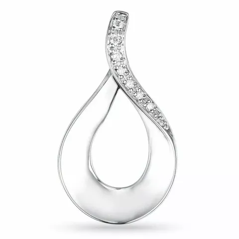 Elegant diamant anheng i 14 karat hvitt gull 0,04 ct