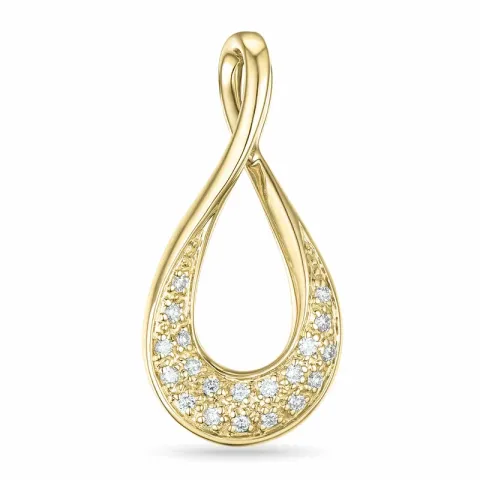 Dråpeformet diamantanheng i 14 karat gull 0,13 ct