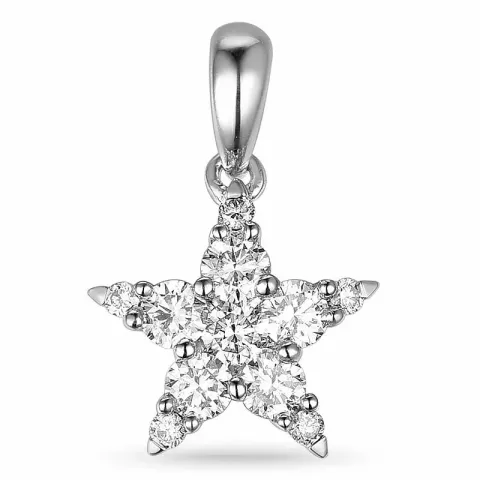 diamant anheng i 14 karat hvitt gull 0,33 ct