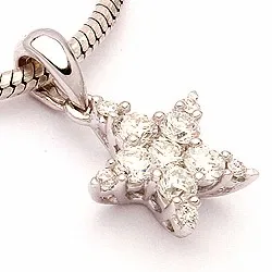 diamant anheng i 14 karat hvitt gull 0,33 ct