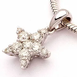 diamant anheng i 14 karat hvitt gull 0,33 ct