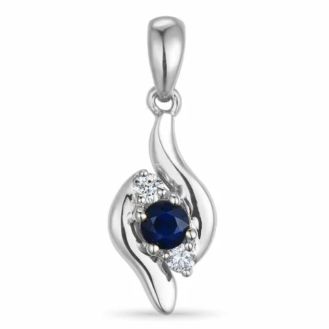 safir anheng i 14 karat hvitt gull 0,05 ct 0,16 ct