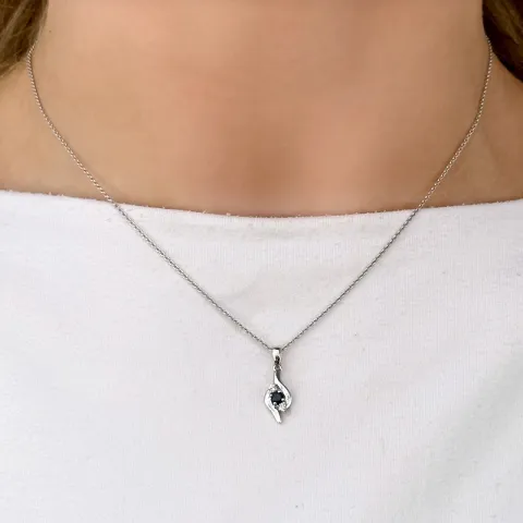 safir anheng i 14 karat hvitt gull 0,05 ct 0,16 ct