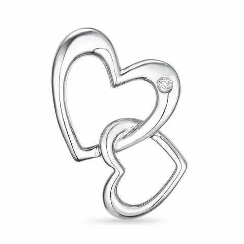 hjerte diamant anheng i 14 karat hvitt gull 0,01 ct