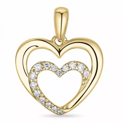 hjerte diamant anheng i 14 karat gull 0,123 ct