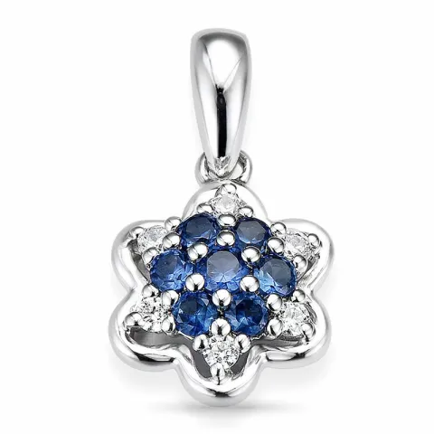 Safir blomsteranheng i 14 karat hvitt gull 0,06 ct