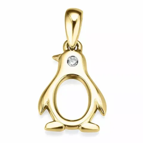 pingvin diamant gullanheng i 14 karat gull 0,01 ct