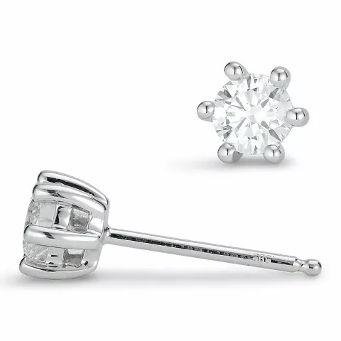 2 x 0,25 ct diamant solitaireørepynt i 14 karat hvitt gull med diamant