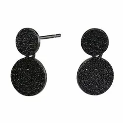 Joanli Nor runde øredobber i svart rodinert sølv svart zirkon