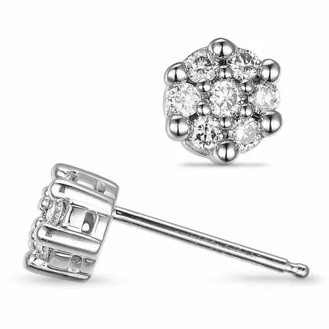 diamantøredobb i 14 karat hvitt gull med diamant