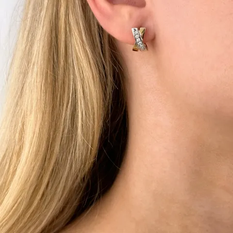 Diamant dame halvcreol i 14 karat gull og hvitt gull med diamanter