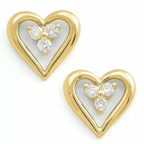 hjerte ørestikker i 14 karat gull med diamant 