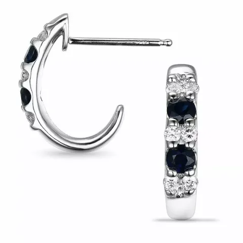 15 mm safir øredobber i 14 karat hvitt gull med diamanter og safirer