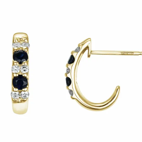 safir halvcreol i 14 karat gull med diamant og safir
