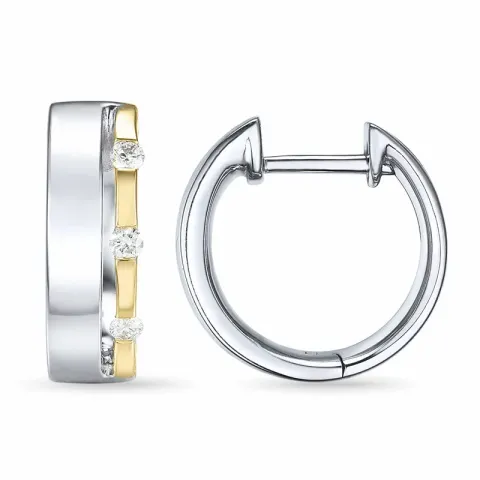 13 mm diamant creol i 14 karat hvitt gull med diamant
