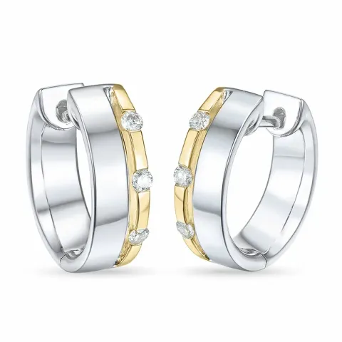 13 mm diamant creol i 14 karat hvitt gull med diamant