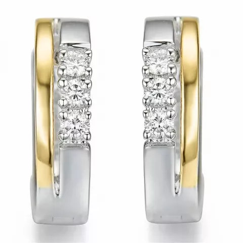 13 mm diamantøredobb i 14 karat gull og hvitt gull med diamanter 