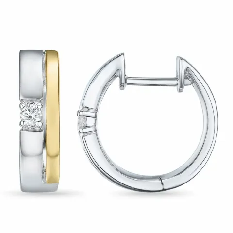 13 mm creol i 14 karat gull og hvitt gull med diamant