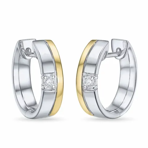 13 mm creol i 14 karat gull og hvitt gull med diamant
