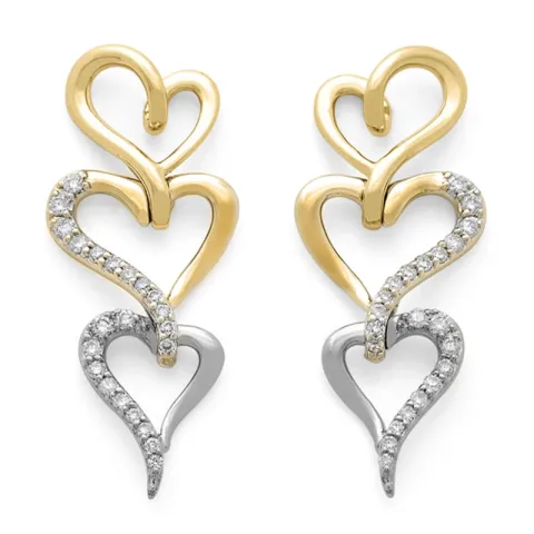 store hjerte briljantøredobb i 14 karat gull og hvitt gull med diamant