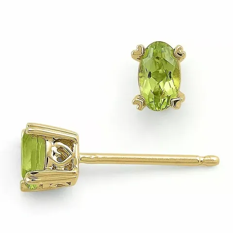 grønn peridot ørestikker i 14 karat gull med peridot