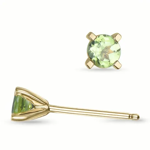 2 x 0,23 ct peridot solitaireørepynt i 14 karat gull med peridot