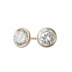6 mm nordahl andersen runde øredobber i 14 karat gull hvite zirkoner