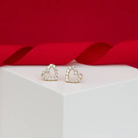 NORDAHL ANDERSEN hjerte øredobber i 8 karat hvit zirkon