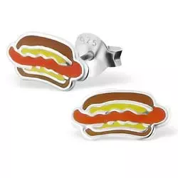 Hotdog øredobber i sølv
