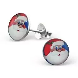 Runde julenisse ørestikker i sølv