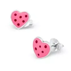 hjerte rosa øredobber i sølv