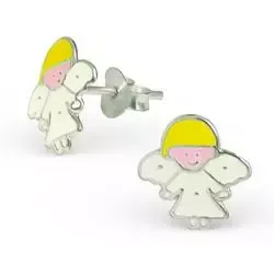 Engel gul øredobber i sølv