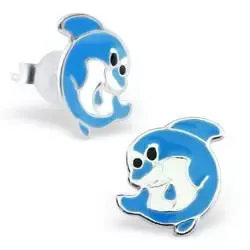 Delfin øredobber i sølv