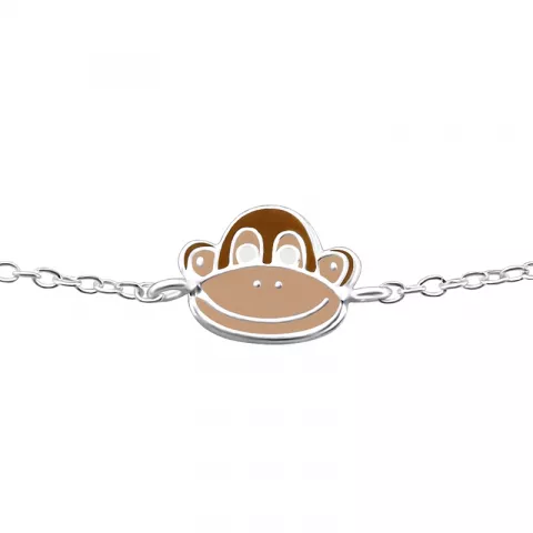 ape barnearmbånd i sølv med anheng i sølv