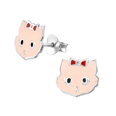 Katt øredobber i sølv