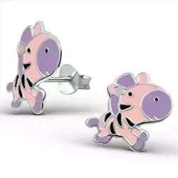 zebra øredobber i sølv