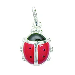 Aagaard marihøne anheng i sølv rød emalje svart emalje