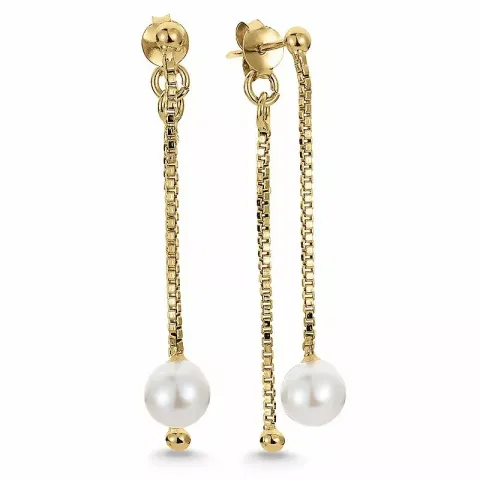 Aagaard lange perle øredobber i forgylt sølv