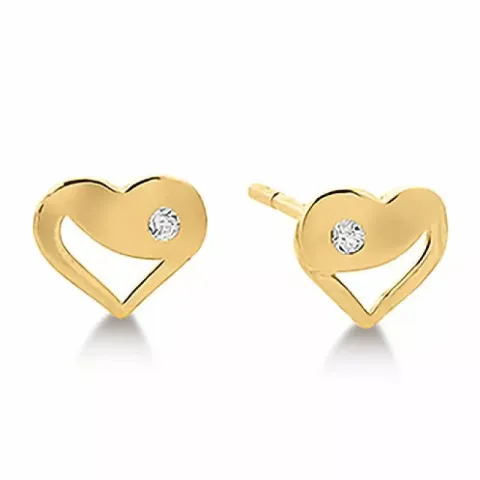 Aagaard hjerte øredobber i 8 karat hvit zirkon