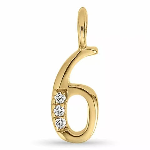 Aagaard tallet 6 anheng i forgylt sølv hvit zirkon