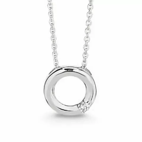 Aagaard rundt anheng med halskjede i sølv hvit zirkon