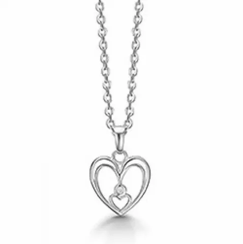 Elegant aagaard hjerte anheng med halskjede i 8 karat hvitt med rodinert sølv hvit diamant