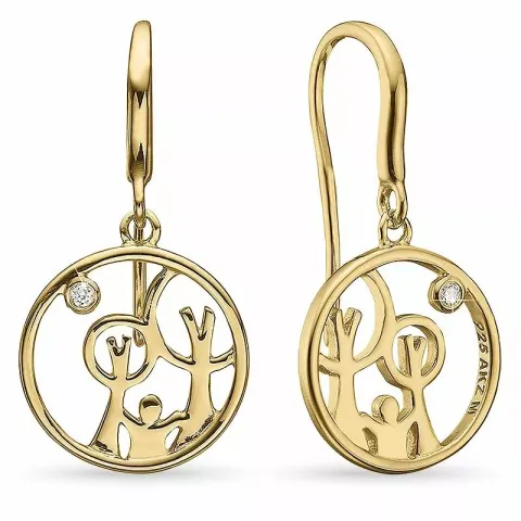 lange Red Barnet diamant øredobber i forgylt sølv med diamant 