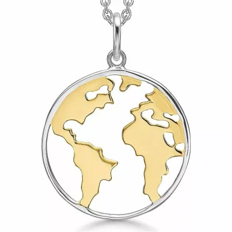 23 mm støvring design livets tre halskjede med anheng i forgylt sølv med sølv