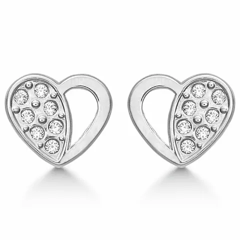 Støvring Design hjerte øredobber i 14 karat hvitt gull