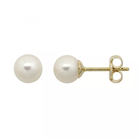 5 mm Støvring Design hvite perle øredobber i 8 karat