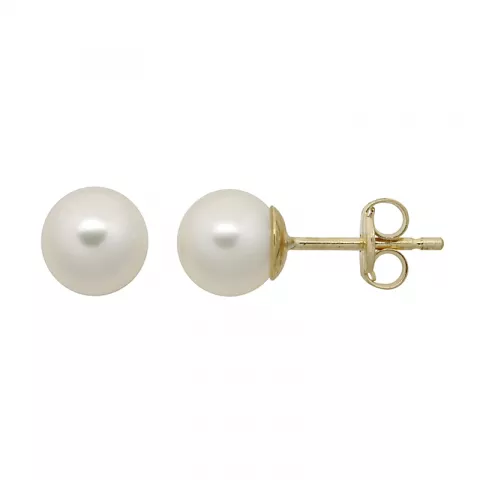 6 mm Støvring Design runde hvite perle øredobber i 8 karat
