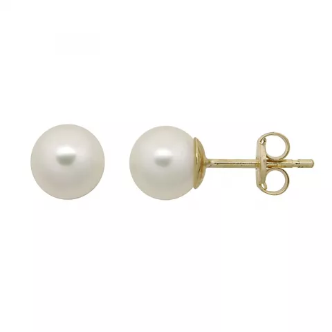7 mm Støvring Design runde hvite perle øredobber i 8 karat